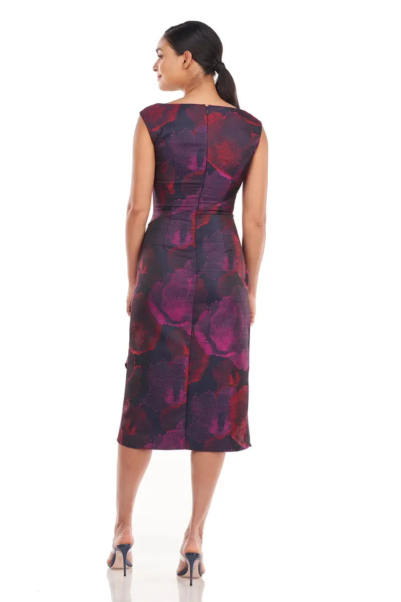 Noa Asymmetrical Pixel Floral Midi Dress 2
