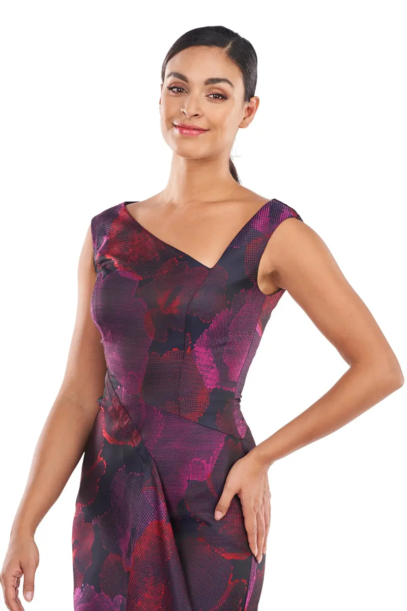 Noa Asymmetrical Pixel Floral Midi Dress