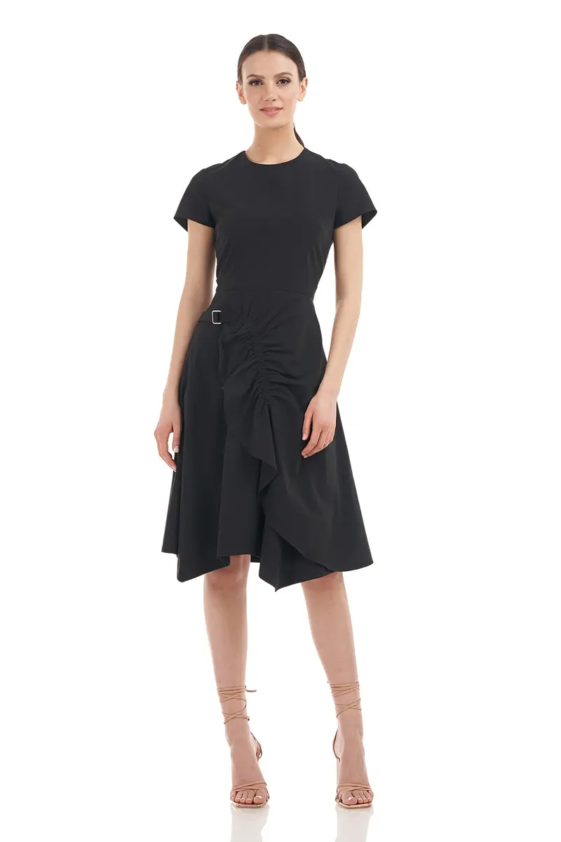 Noa Minimalist Stretch Poplin Knee-Length Dress
