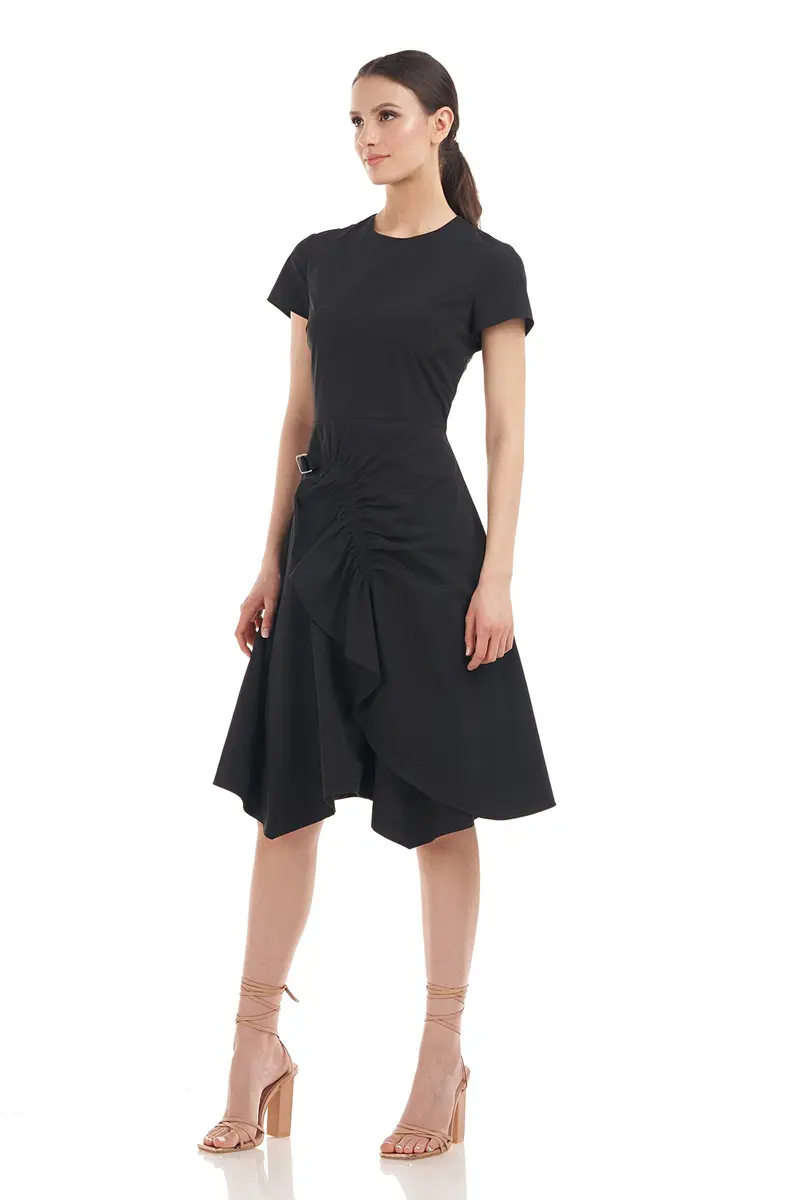 Noa Minimalist Stretch Poplin Knee-Length Dress