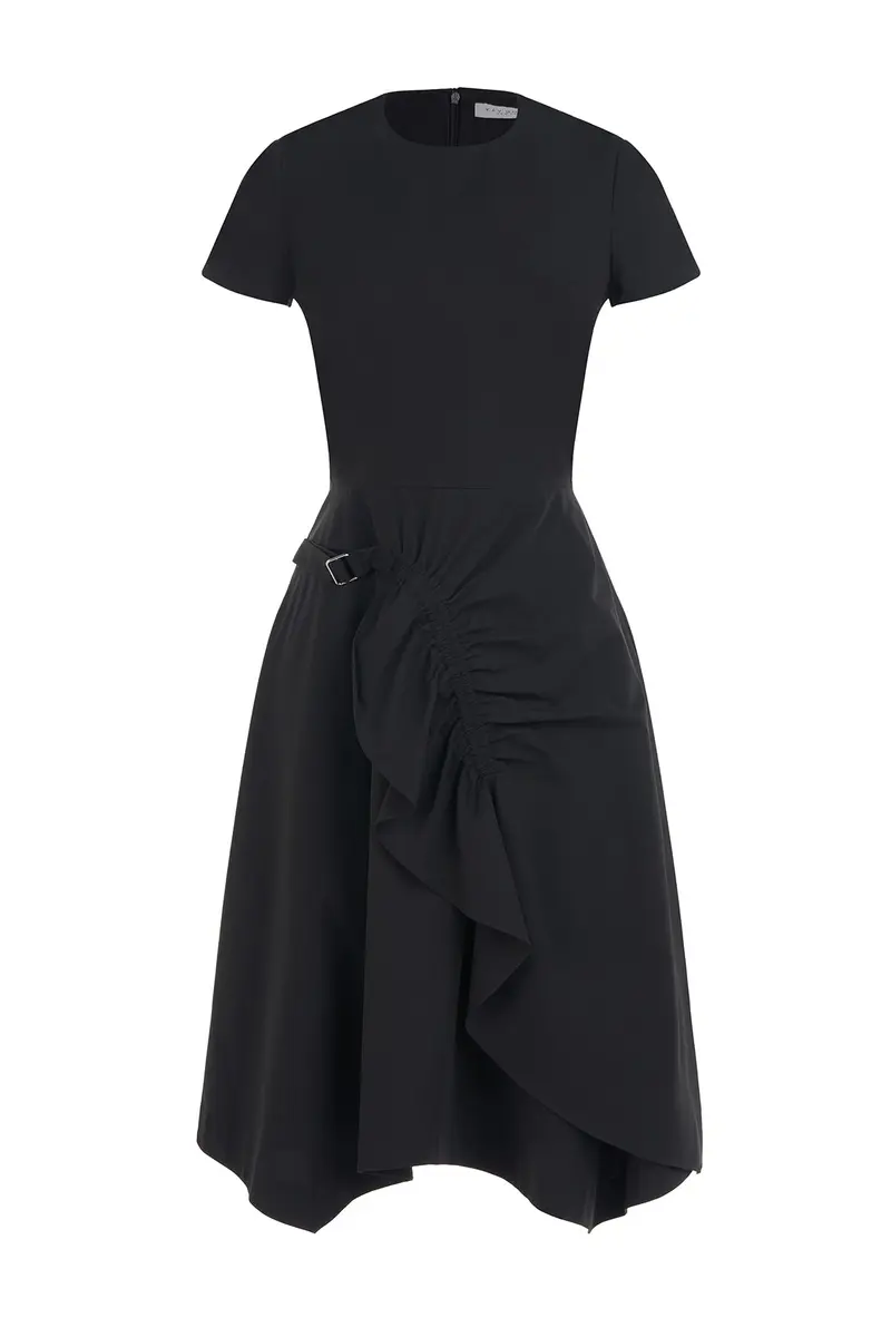 Noa Minimalist Stretch Poplin Knee-Length Dress