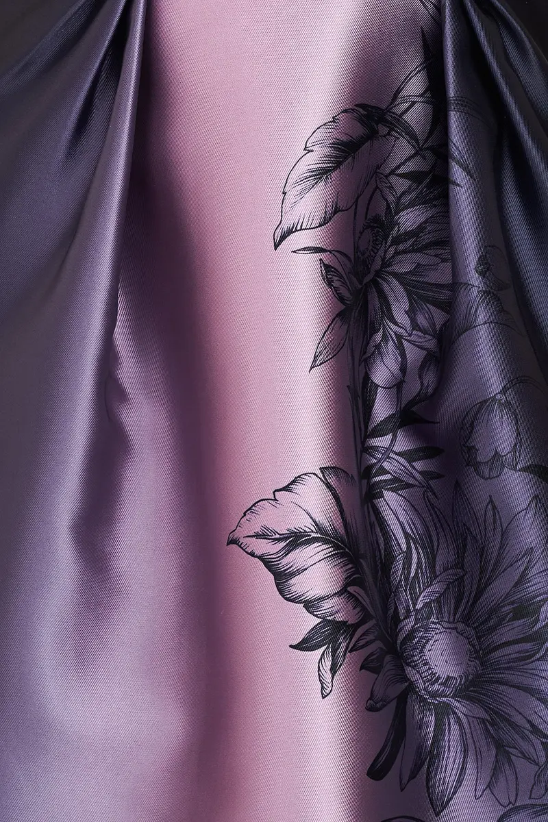 Ombre Mikado Strapless Column Gown