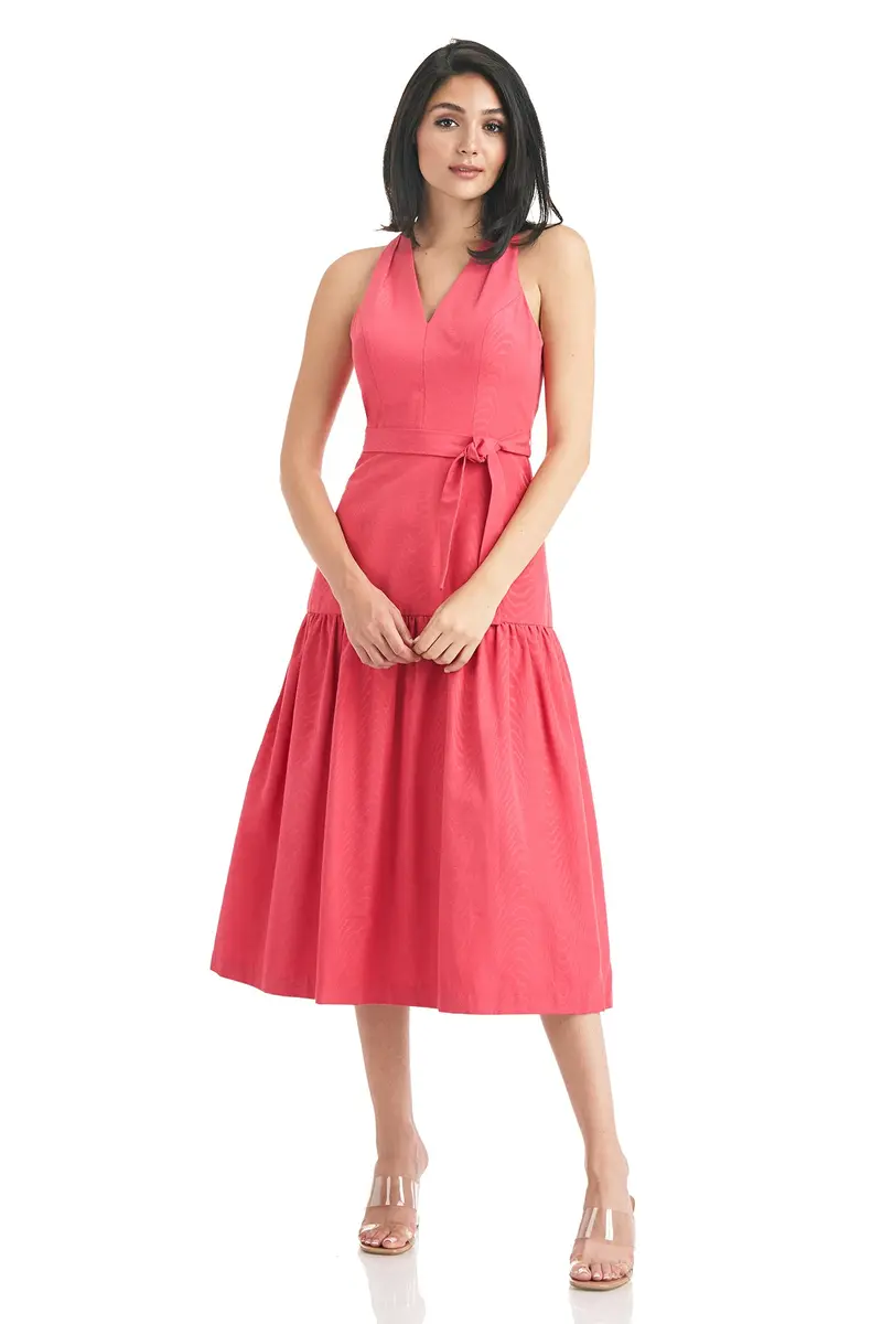 Paige V-Halter Tea-Length Cocktail Dress