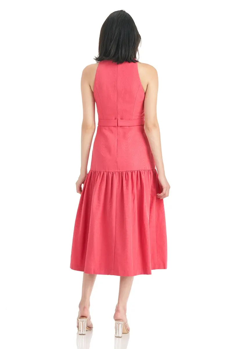 Paige V-Halter Tea-Length Cocktail Dress