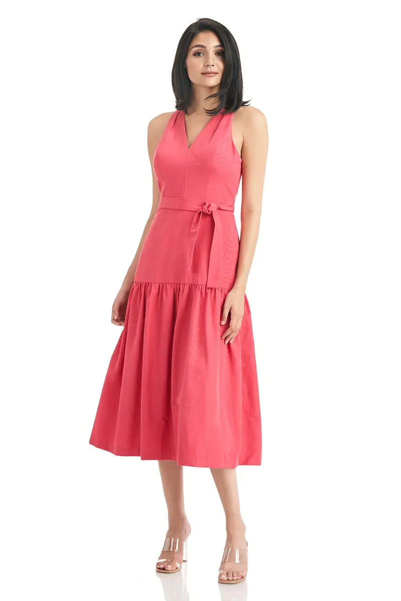 Paige V-Halter Tea-Length Cocktail Dress