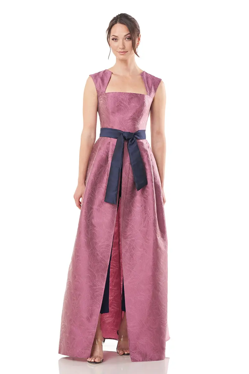 Paisley-Print Patricia Jumpsuit with Cap Sleeves and Contrast Belt