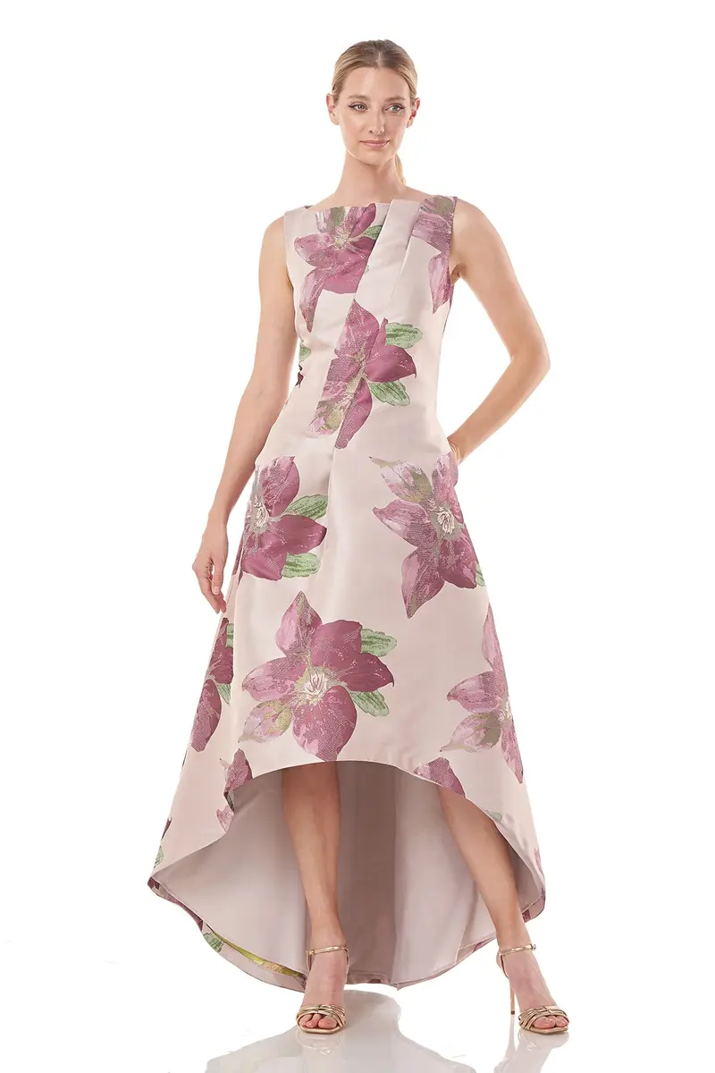 Palmer Floral Jacquard Hi-Low A-Line Dress