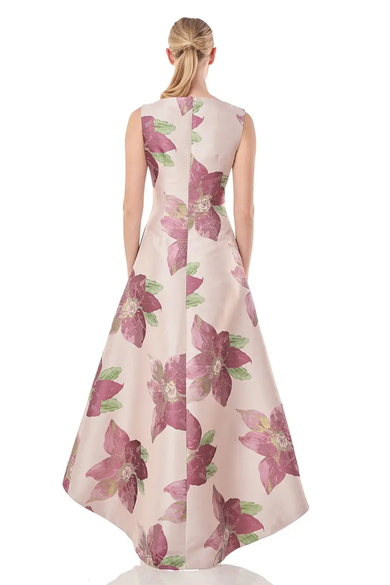 Palmer Floral Jacquard Hi-Low A-Line Dress