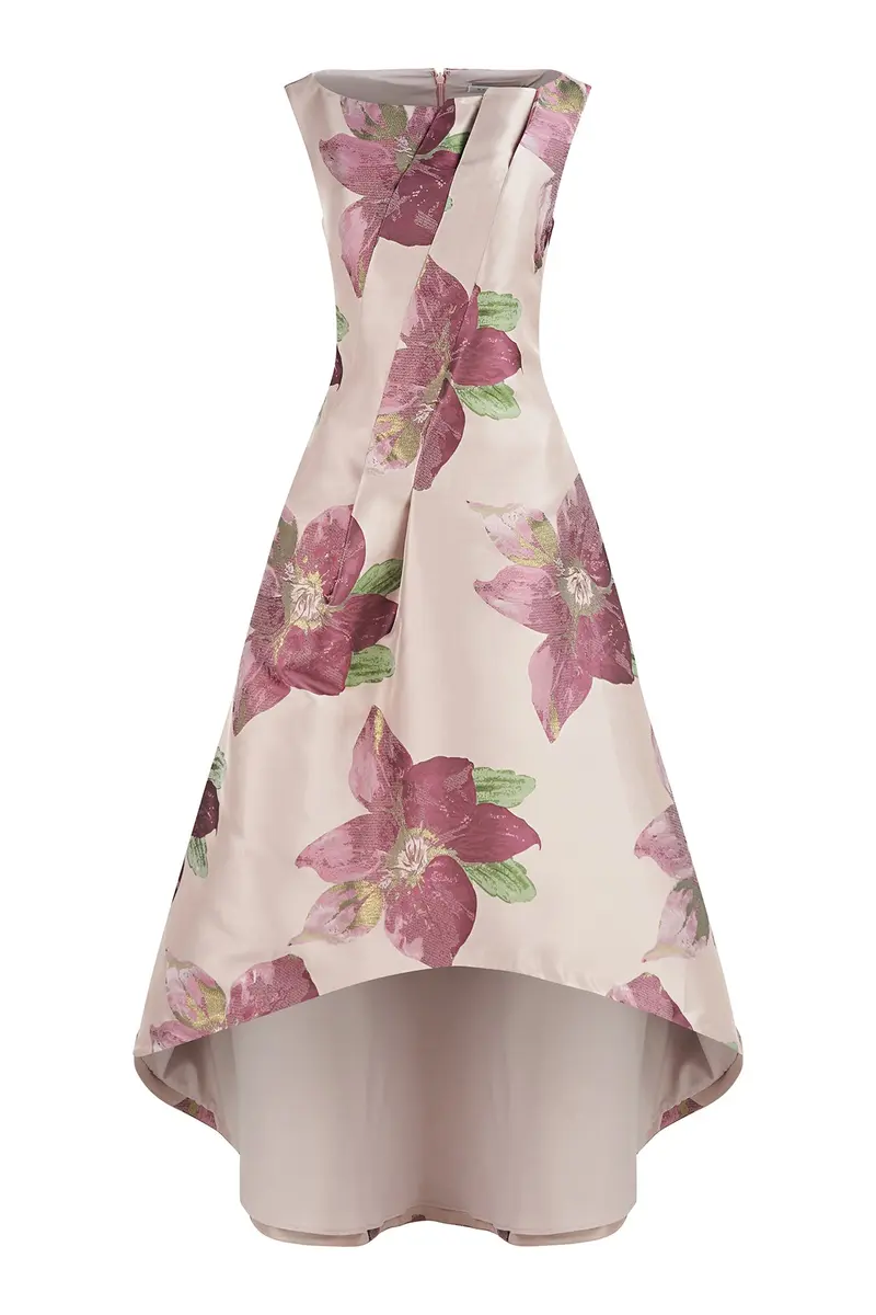 Palmer Floral Jacquard Hi-Low A-Line Dress