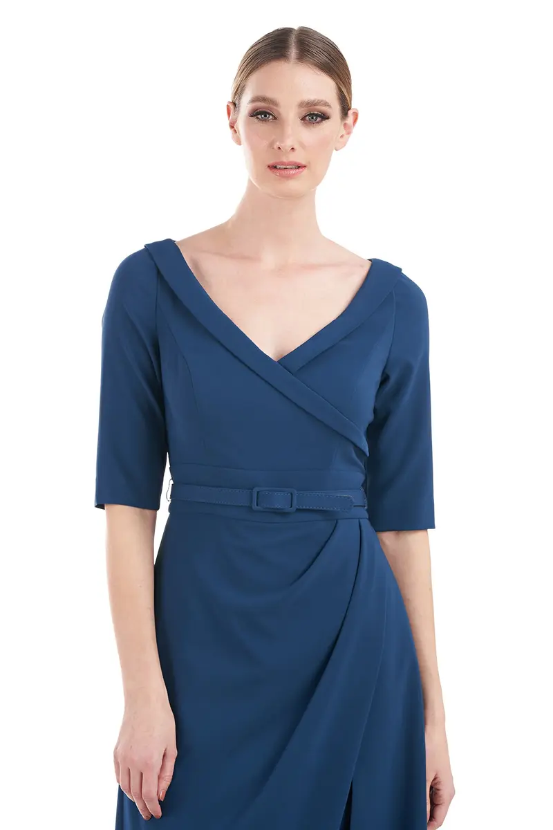 Portrait-Neckline Stretch Crepe Walk-Thru Jumpsuit