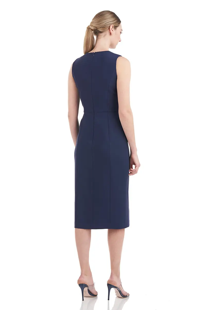 Raven Stretch Crepe Jewel-Neck Midi Dress