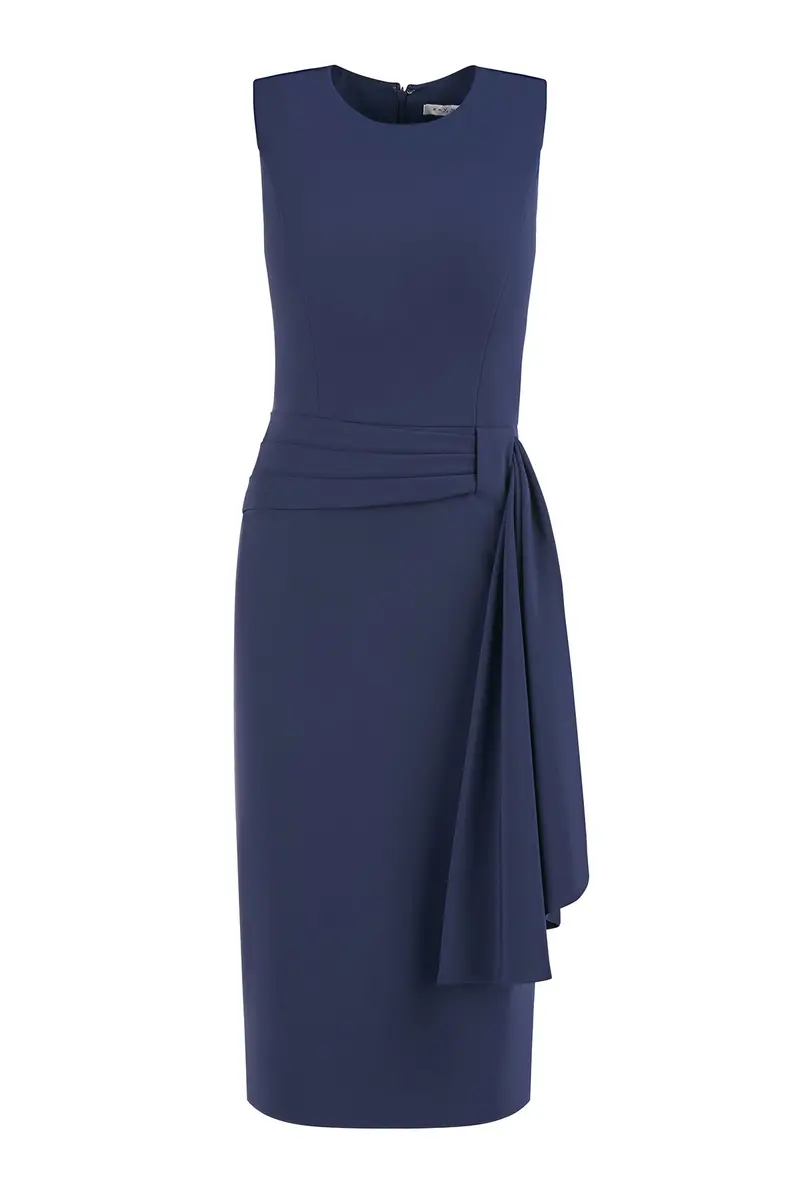 Raven Stretch Crepe Jewel-Neck Midi Dress
