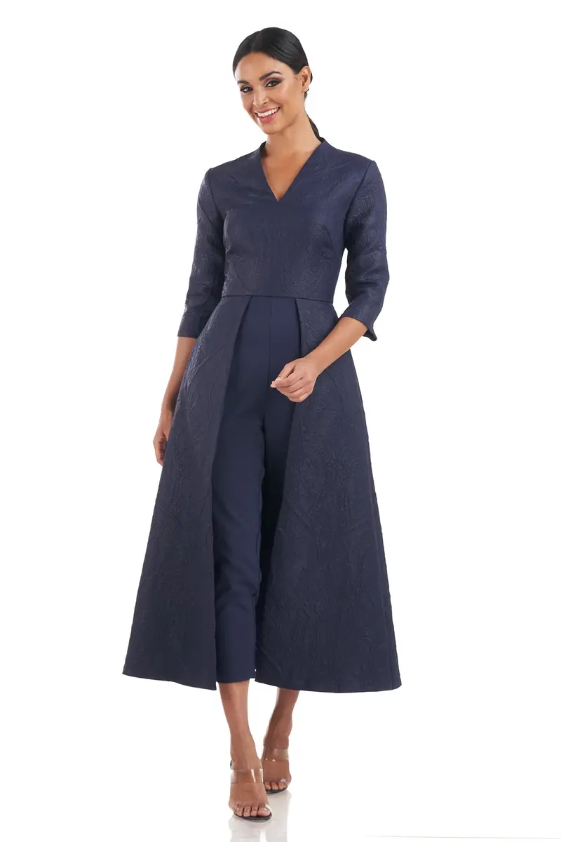 Rhodes Baroque Jacquard V-Neck Jumpsuit