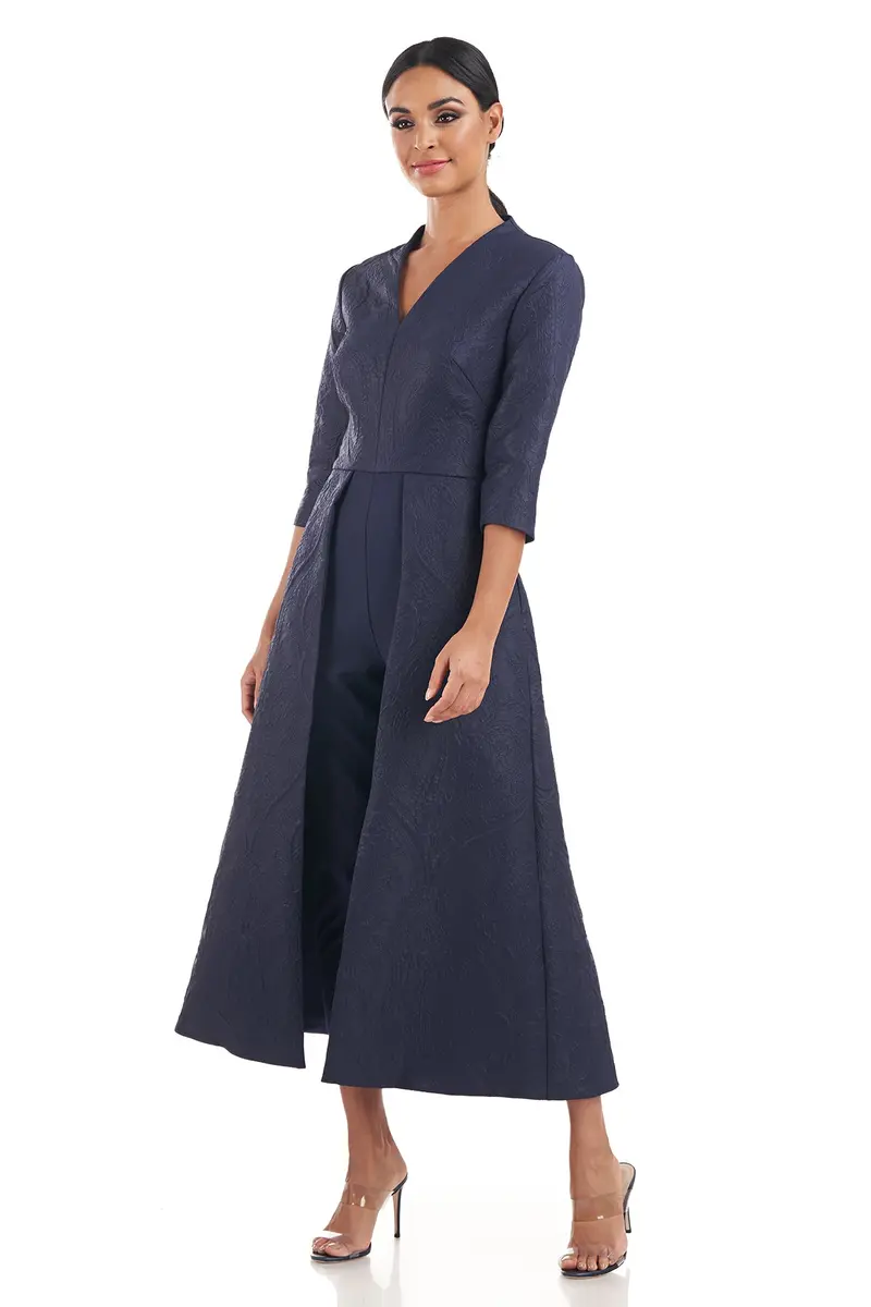 Rhodes Baroque Jacquard V-Neck Jumpsuit