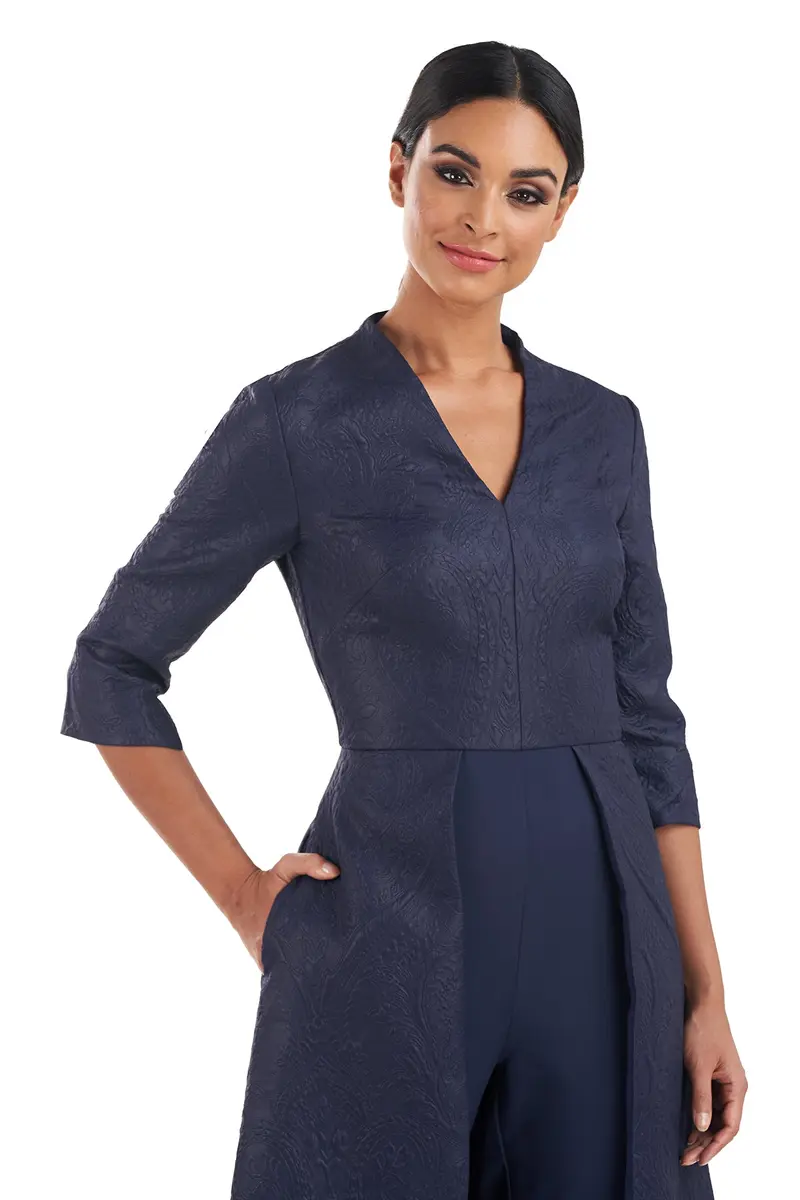 Rhodes Baroque Jacquard V-Neck Jumpsuit