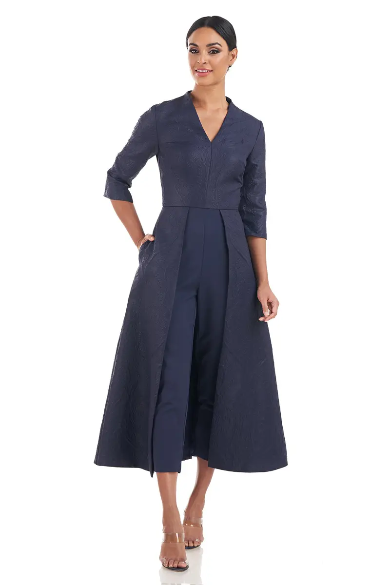Rhodes Baroque Jacquard V-Neck Jumpsuit