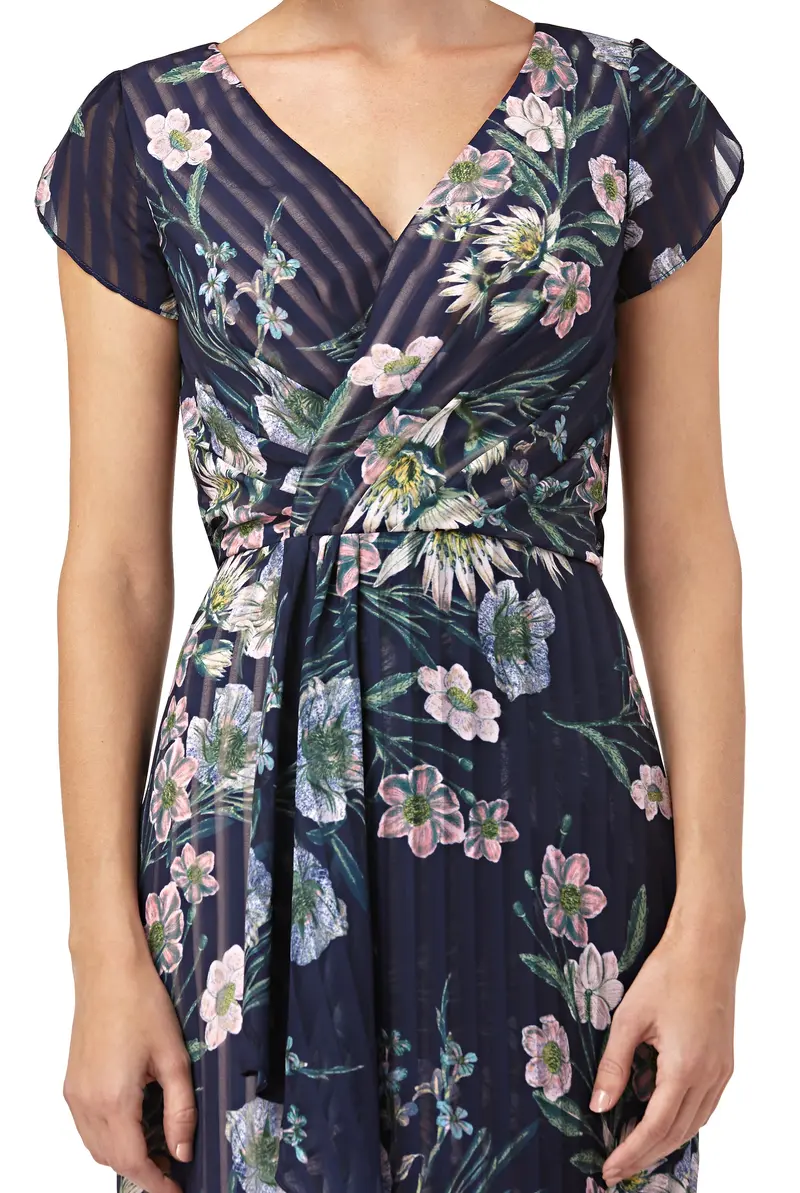 Ricarda Printed Chiffon Blouson Gown with Tulip Sleeves 2