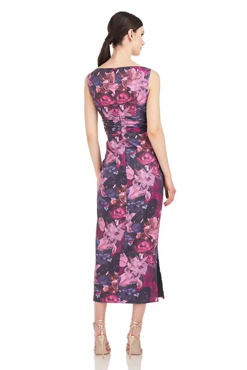 Sabina Twist-Detail Bateau Neck Tea-Length Dress 2
