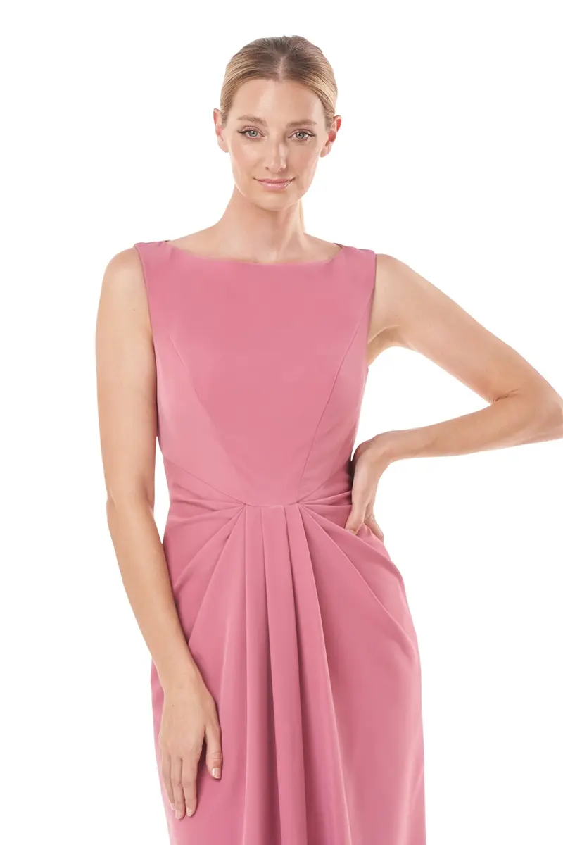 Sansa Bateau Neckline Stretch Crepe Evening Gown