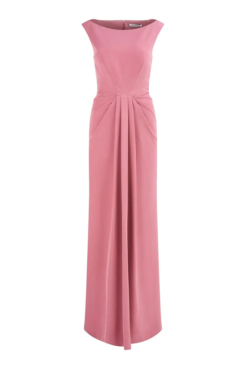Sansa Bateau Neckline Stretch Crepe Evening Gown