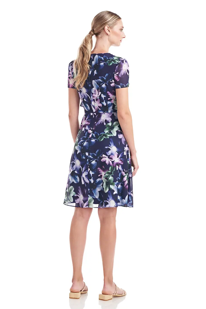 Sara Windflower Ruffle-Trimmed Chiffon Dress 2
