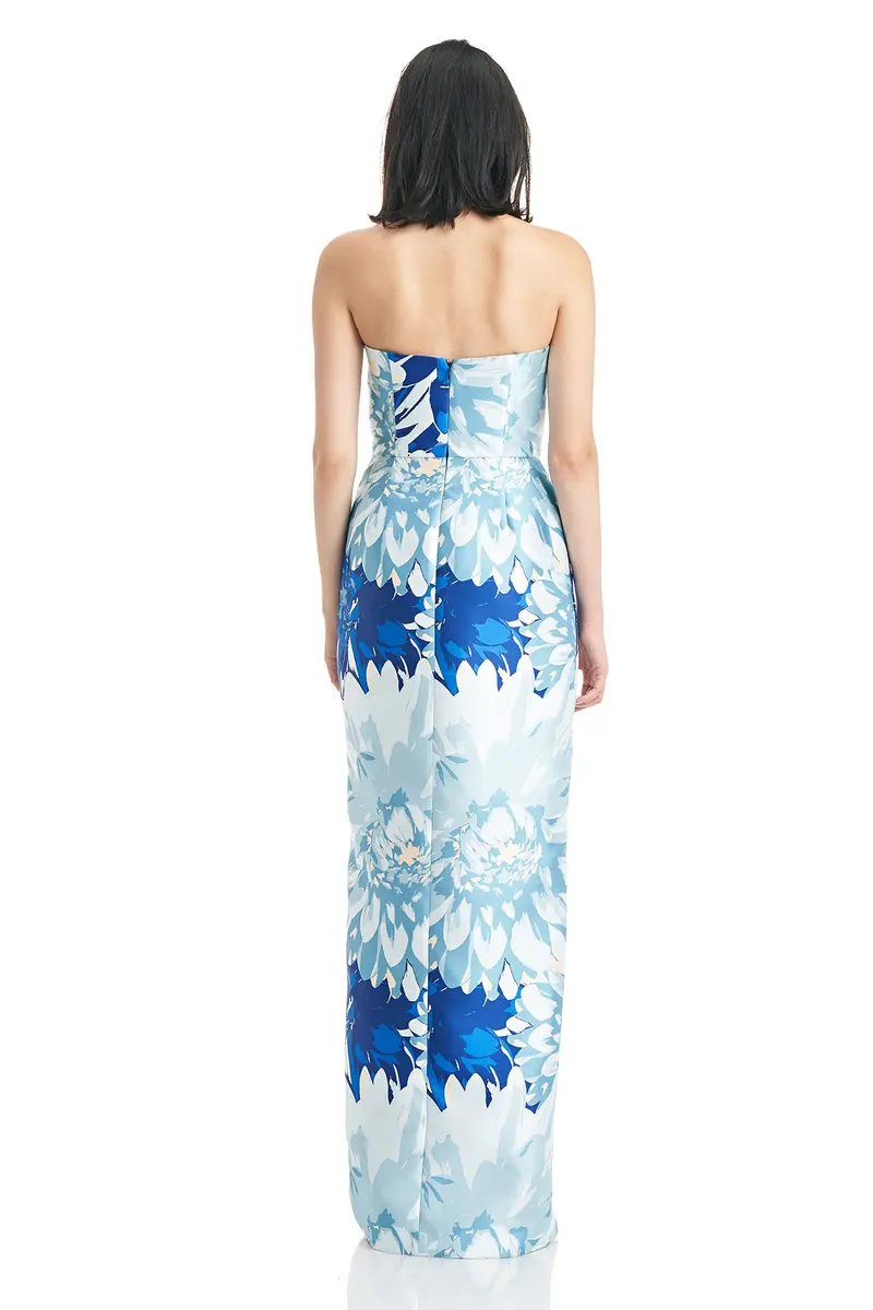 Strapless Floral Mikado Column Dress