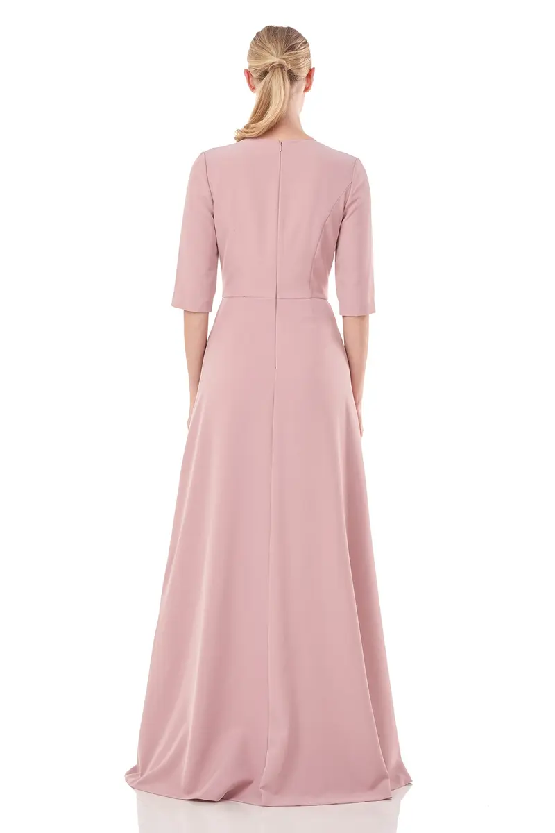 Stretch Crepe V-Neck Flounce Walk-Thru Jumpsuit