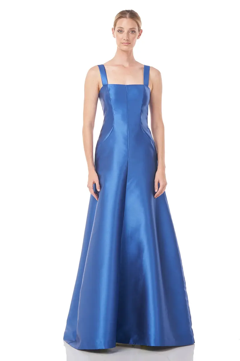 Tatiana Square-Neck Flared Evening Gown