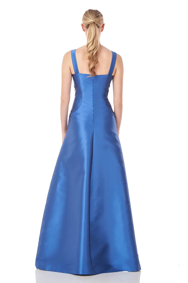 Tatiana Square-Neck Flared Evening Gown