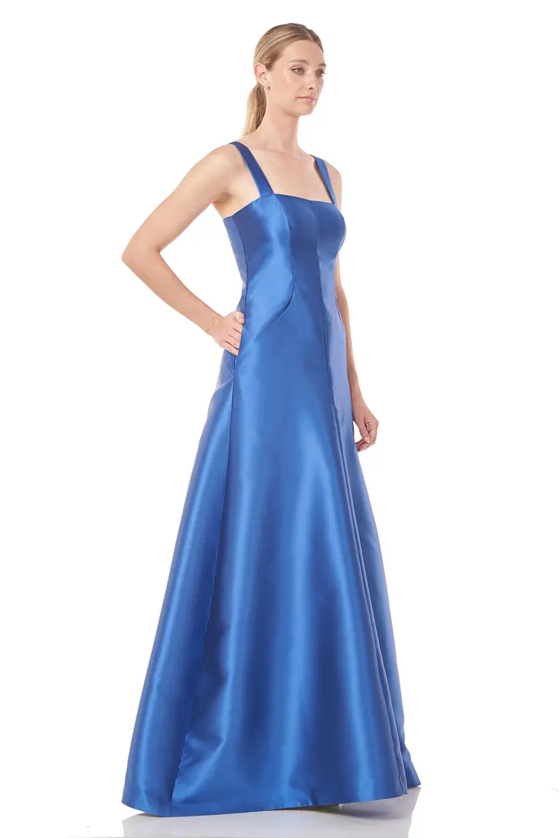 Tatiana Square-Neck Flared Evening Gown