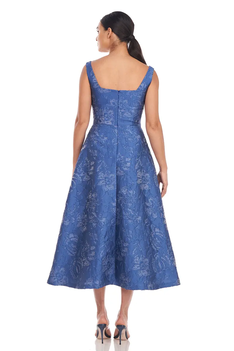 Tiegan Textured Floral Jacquard Tea-Length Dress 2