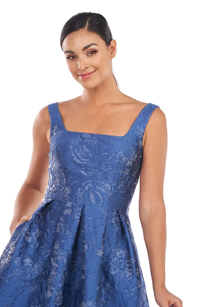 Tiegan Textured Floral Jacquard Tea-Length Dress