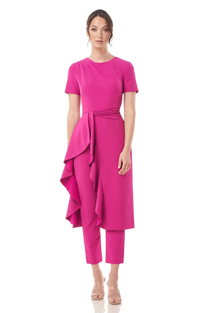 Tricia Ruffle-Trimmed Stretch Crepe Midi Jumpsuit