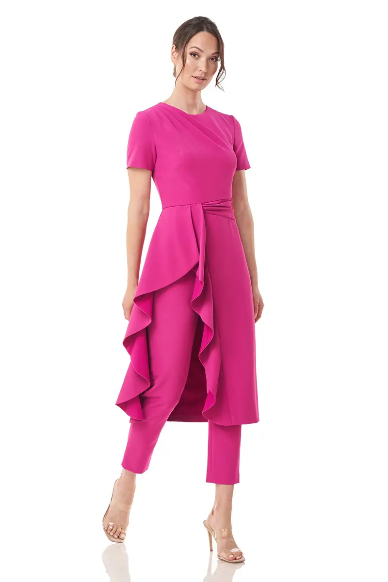 Tricia Ruffle-Trimmed Stretch Crepe Midi Jumpsuit