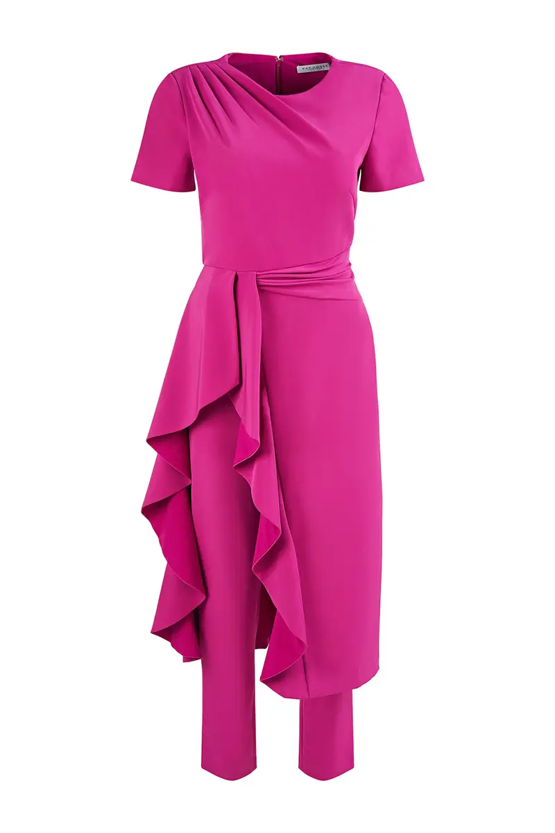 Tricia Ruffle-Trimmed Stretch Crepe Midi Jumpsuit
