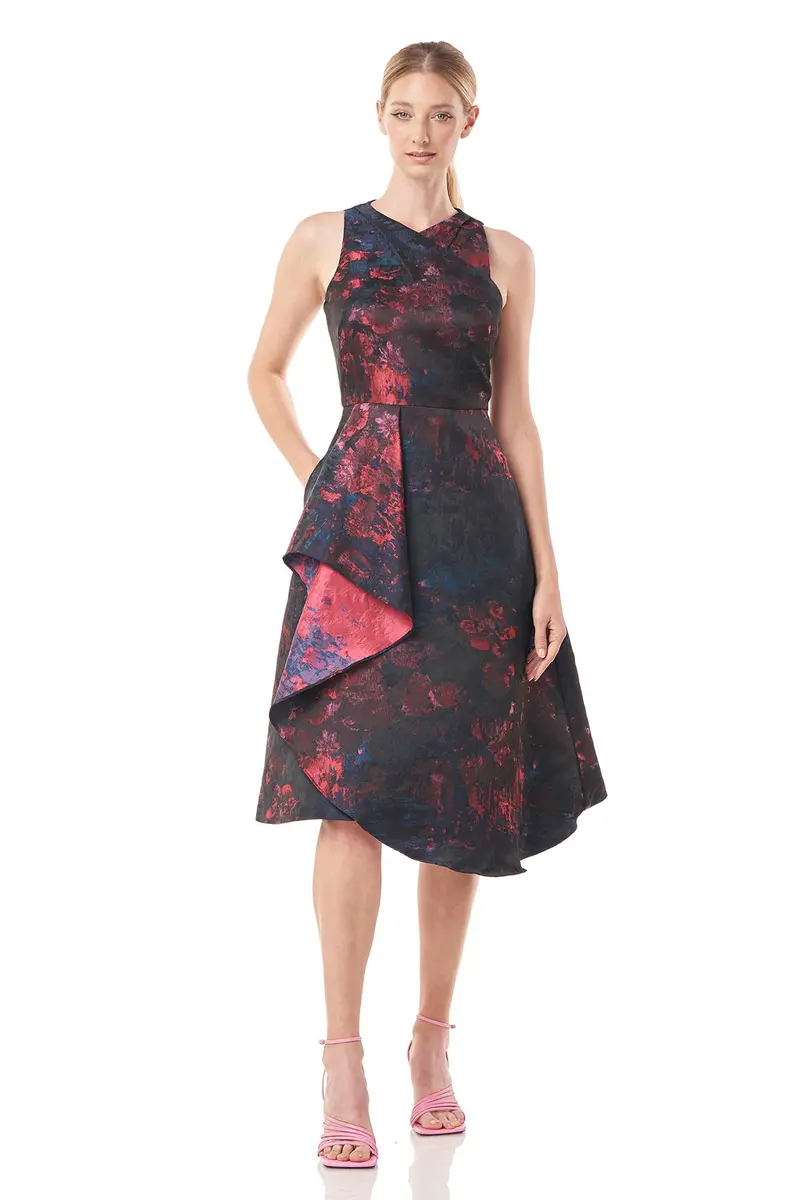 V-Neck Ruffle-Hem A-Line Cocktail Dress