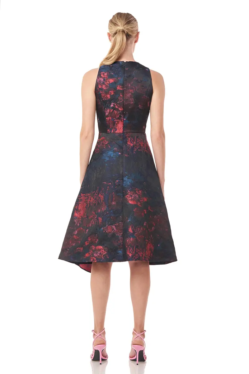 V-Neck Ruffle-Hem A-Line Cocktail Dress