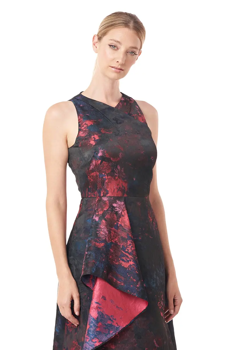 V-Neck Ruffle-Hem A-Line Cocktail Dress