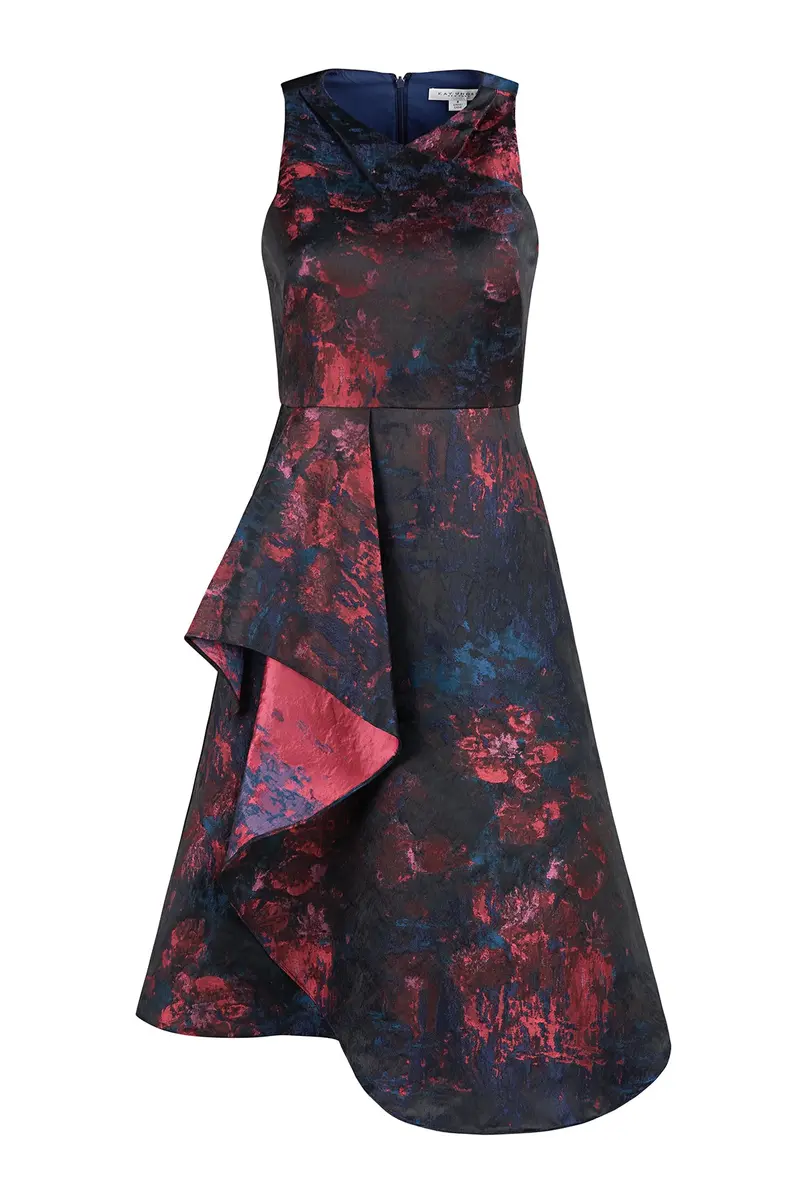 V-Neck Ruffle-Hem A-Line Cocktail Dress