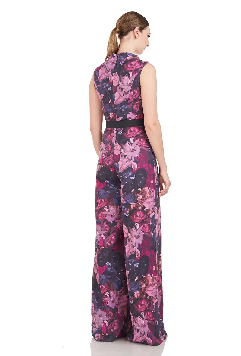 Vivica Floral Stretch Crepe Jumpsuit with Cap Sleeves 2