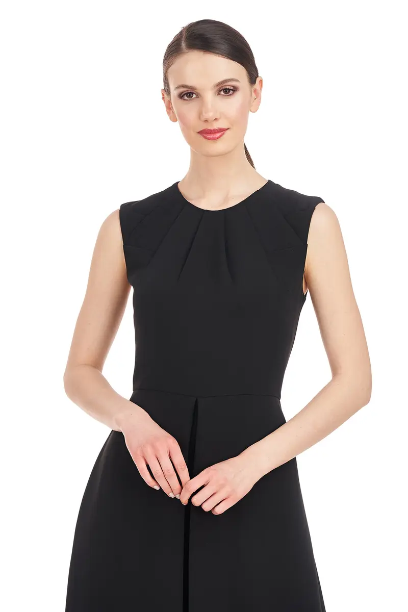 Zeda Flared Sleeveless Jumpsuit with Pleated Neckline